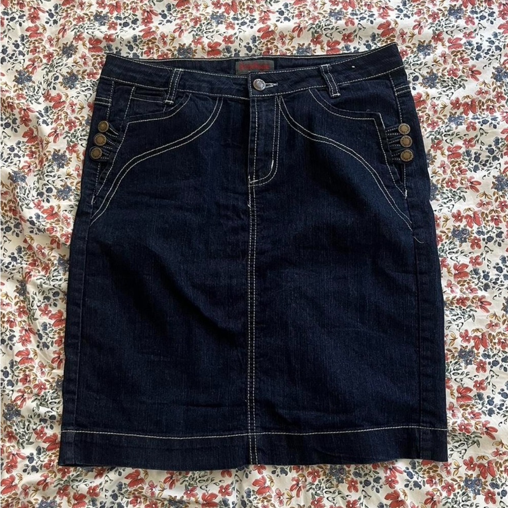 Denim midi skirt